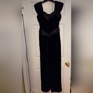 Laura Ashley Black Velvet Maxi Dress with Waist Detail